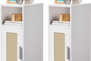 Slim Bedside Table Set of 2, Rattan