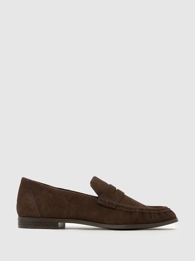 UK 7 39/40 Schuh Lewis Chocolate Brown Suede Loafer Leather style Massimo Dutti
