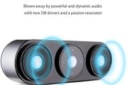 Bluetooth Speakers, 2x5W Portable Wireless Speakers with 20h Playtime, Computer Speaker with Dual-Driver Enhanced Bass Resonator (Silver)