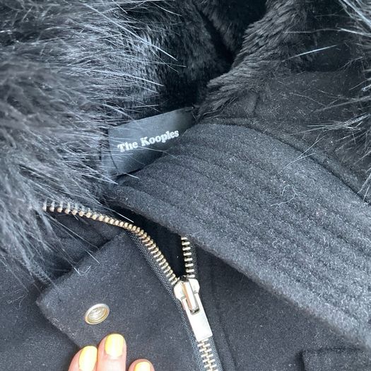 The Kooples Wool Duffle Coat with Fur Hood
