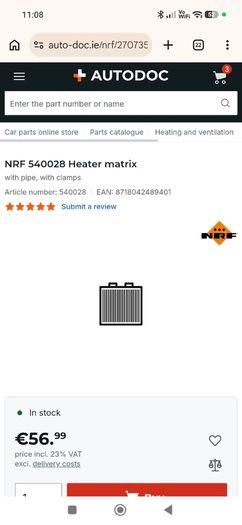 Heater core  Vw / Audi / Skoda / Seat / Cupra