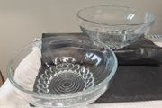 Vintage Pressed Glass Dessert Serving Bowls Pair