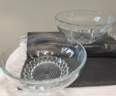Vintage Pressed Glass Dessert Serving Bowls Pair