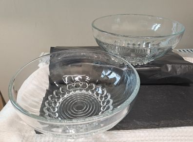 Vintage Pressed Glass Dessert Serving Bowls Pair