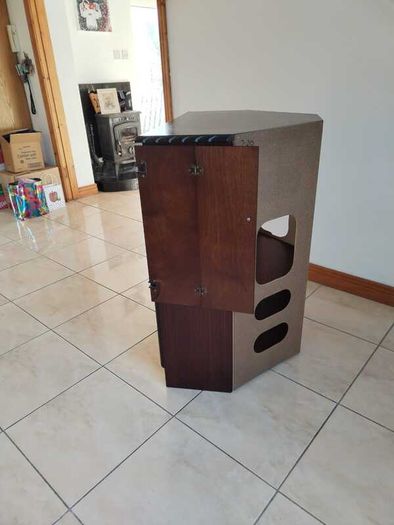 Television Unit - TV Wooden Corner Unit with folding doors & Pull Down Glass Cabinet Door - For Kitchen, Bedroom, Sitting, Lounge, Conservatory / Sun Room etc in your house