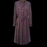 Vintage 70s 80s purple grey stripe secretary midi dress size M Postage included Image 2