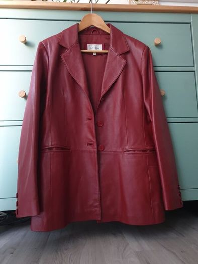 Burgundy Red Leather Jacket Size Uk 16
