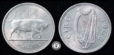 [#2543] - Ireland 1968 | Irish 1s | One Shilling | Bull | KM.14a