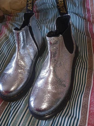 Dr Martens Silver 2976 Junior Leather Chelsea Boots , Size Eu 33, Uk 1