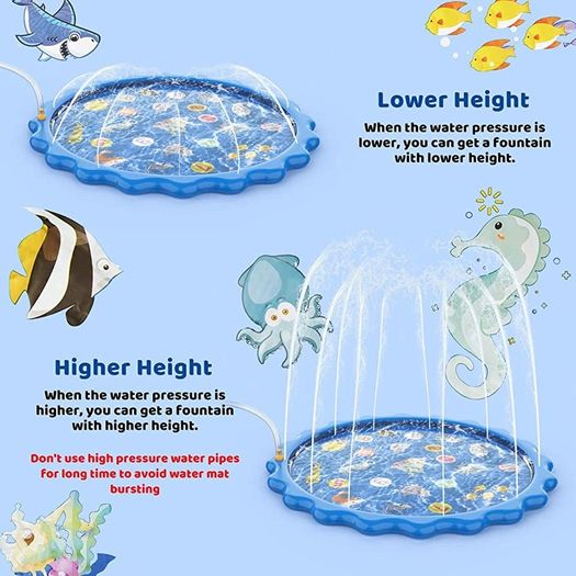 Splash Pad, Sprinkler & Splash Play Mat for Toddlers, Inflatable Outdoor Party Sprinkler Pad Wading Pool with 5 Patches for Kids (FREE POSTAGE)