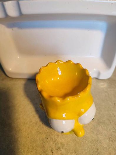 The Simpsons Bart Simpson Ceramic Single Yellow Egg Cup Holder Collectible