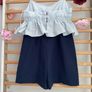dress Zara size medium dress front playsuit back navy with blue frilled top Image 7