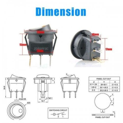 25733 4X LED 12V 20Amp Car Boat Marine Rocker SPST Toggle ON/OFF Switch