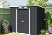 Storage shed with ventilation windows, sliding doors, galvanized steel, 213 x 130 x 172 cm, Dark gray