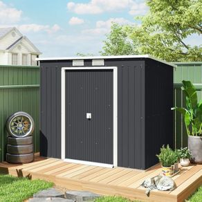 Storage shed with ventilation windows, sliding doors, galvanized steel, 213 x 130 x 172 cm, Dark gray