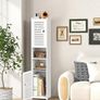 Floor Free Standing Display Cabinet, Slim Storage Furniture Organizer Unit for Office Living Room Kitchen Entryway Toilet Paper, White Image 5