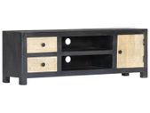 Hand Carved TV Cabinet Grey 120x30x40 cm Solid Mango Wood