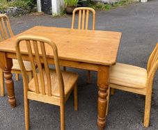 Pine kitchen table and 4 matching chairs