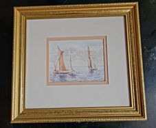 Vintage framed "Sailing boats at Sea" watercolour