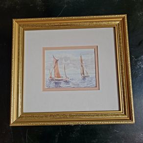 Vintage framed "Sailing boats at Sea" watercolour