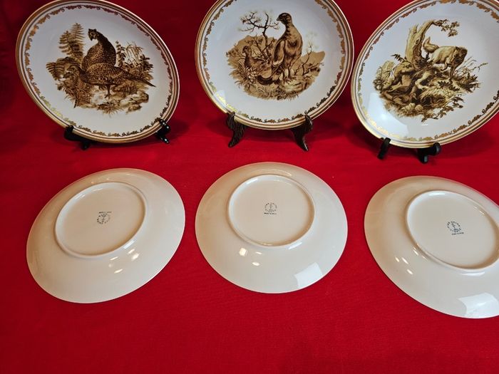 Hunting Motifs Decorative Plate Set , Manufacturer: L. Lichte, Fine China, GDR (East Germany), 1960s-1970s
