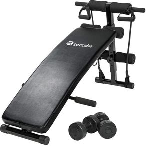 _Foldable Sit Up Bench -total Dimensions: Approx. 126 Cm (l) X 60 Cm (w) X 70 Cm (h)- Abdominal Ab Crunch Home Gym Exerciser Training Machine + 2 Dumbbells + 2 Training Ropes