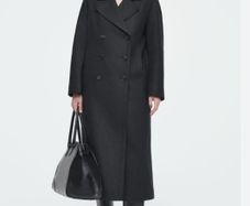 COS Longline Wool Peacoat Size 34 Dark Grey