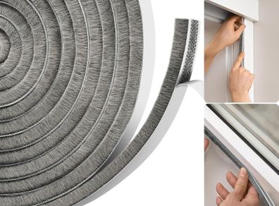 5.5 Metre Draught Excluder for Doors & Windows | Extra Long Self-Adhesive Seal Strip for Energy Saving | Quick Install, Blocks Draft, Noise & Light | Grey Thermal Insulation Tape