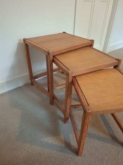 vintage nest of tables solid timber