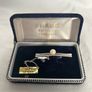 Vintage Japanese Misuzu Genuine Pearl SILVER Tie Clip Bar Boxed Toba Japan Image 6