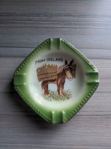 VINTAGE Decorative Saucer with a Donkey Carrying Straw Baskets