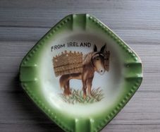 VINTAGE Decorative Saucer with a Donkey Carrying Straw Baskets
