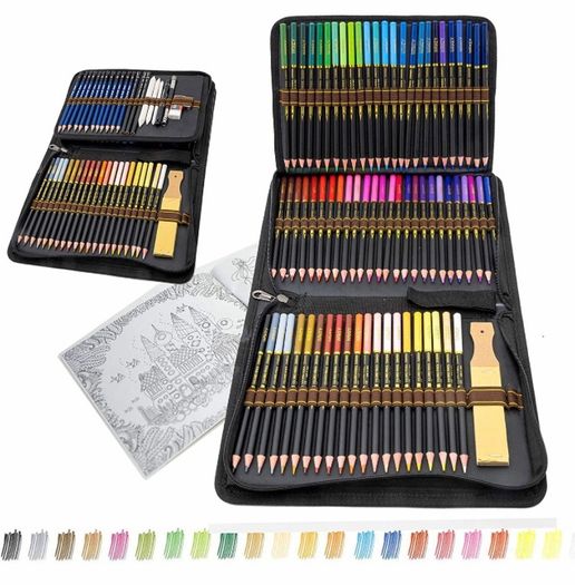 Coloured Pencils for Adults, 96pcs Art Kit with Drawing Pencils in Big Pencil Case Zip-Up Set Easy to Store and Protect