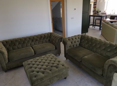 Chesterfield 3 + 2 seater with ottoman
