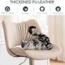 Bar Stools Set of 2, Modern Breakfast Barstools with Open Backrest, Swivel Adjustable PU Leather Counter Height Kitchen Stools for Home Bar with Metal Footrest, All Khaki Image 3