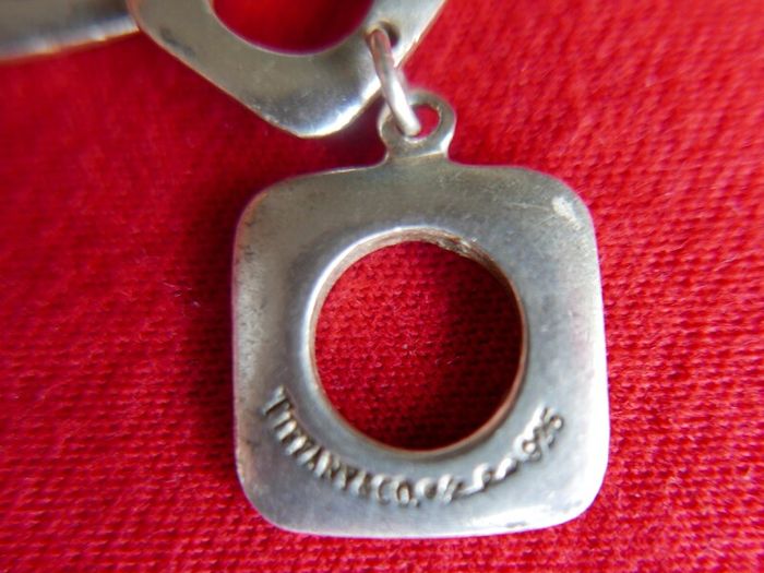 Vintage Tiffany & Co Sterling Silver 925 Cushion Link Bracelet Toggle length 8" 27,05g