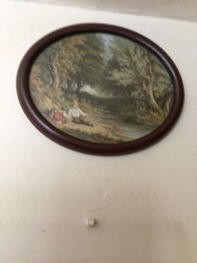 Framed oval vintage Picture of Country scene