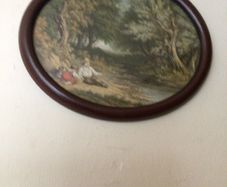 Framed oval vintage Picture of Country scene