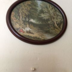 Framed oval vintage Picture of Country scene