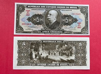 Brazil. 5. Cruzeiros  1962. Pick 176   ( Uncirculated )