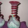 1960's pair Spanish Lafiore Scavo glass vases Image 3