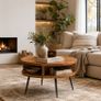 Round Sheesham Solid Wood Coffee Table 60 cm with Open Shelf Image 3
