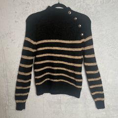 Sezane Mohair Wool Pullover Sz 6UK XS Metallic Striped Lurex Fuzzy Knit