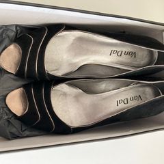 Van Dal Peep Toe Wedge Shoes, Black, Size 6.5 D