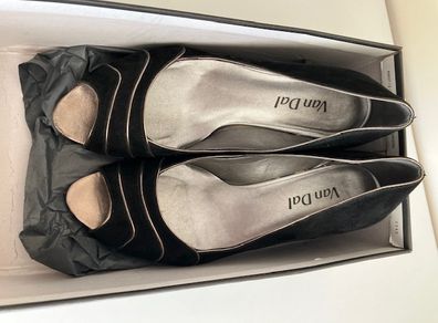 Van Dal Peep Toe Wedge Shoes, Black, Size 6.5 D