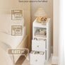Slim Bedside Tables Set of 2, Narrow Side Table with 2 Drawers, Bedside Cabinet with Open Compartment, Adjustable Drawer Position for Bedroom, Living Room, 30 x 24 x 65 cm White Image 6