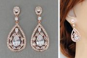 Vintage Style Crystal Dangle Rose Gold Earrings