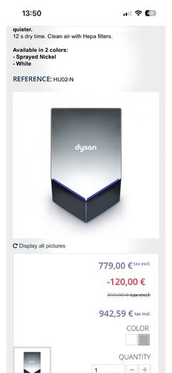 Dyson air blade hand dryer x2