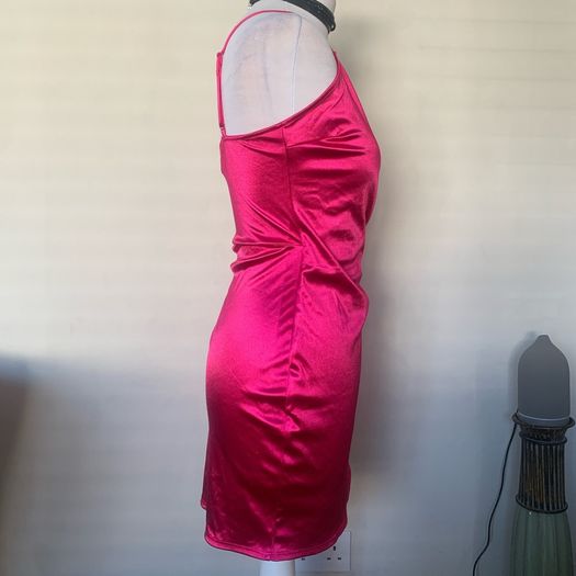 Pink satin mini dress. Size S