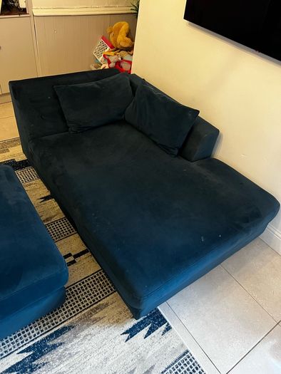 Fabric sofa and pouffe